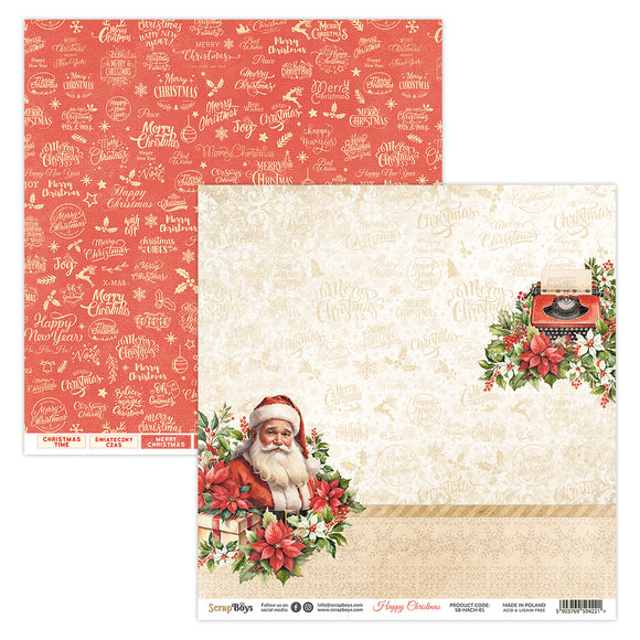 HACH-01 : Happy Christmas - 12x12 Double Sided Paper