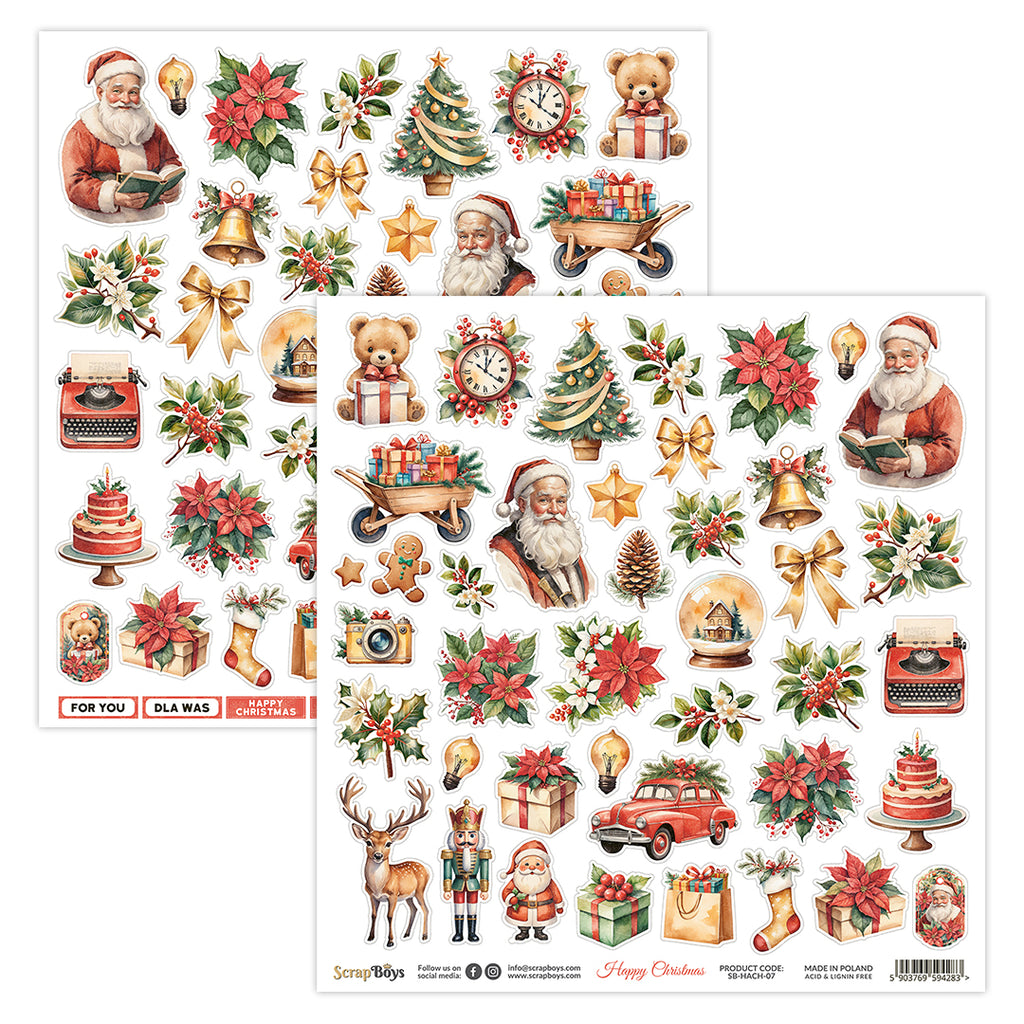 HACH-07 : Happy Christmas - 12x12 Double Sided Fussy Cutting Sheet