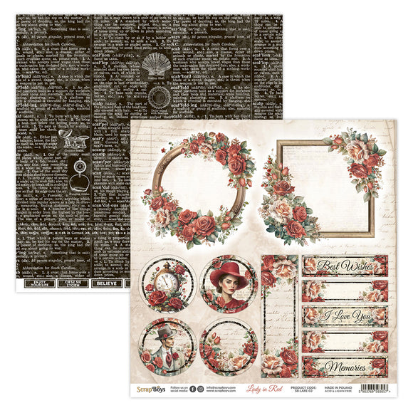 LARE-03 : Lady in Red  - 12x12 Scrapbooking Paper