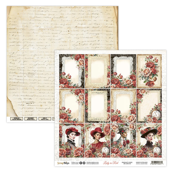 LARE-05 : Lady in Red  - 12x12 Scrapbooking Paper