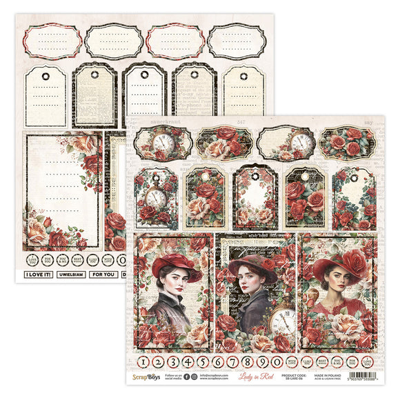 LARE-06 : Lady in Red  - 12x12 Scrapbooking Paper