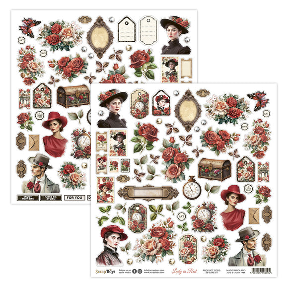 LARE-07 : Lady in Red  - 12x12 Scrapbooking Paper
