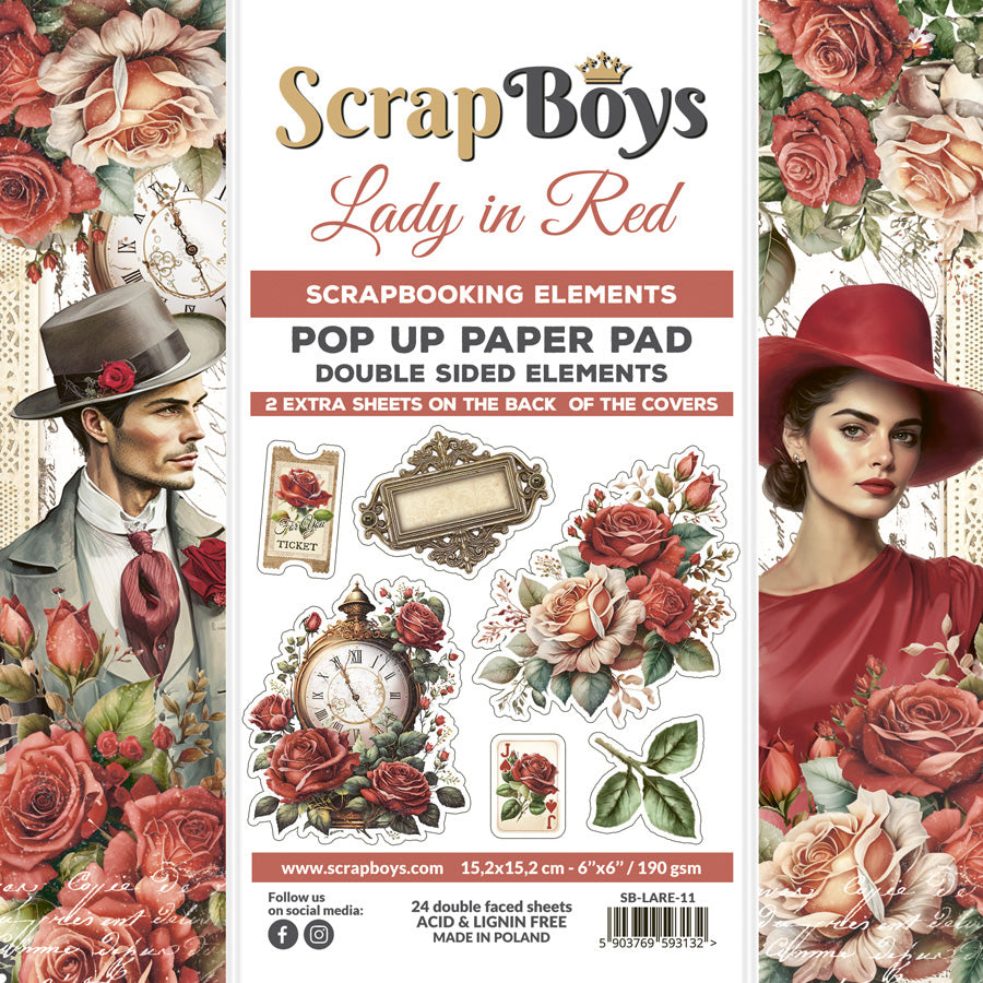 LARE-PU : Lady in Red  - 6 x 6 POP Up Paper Pad