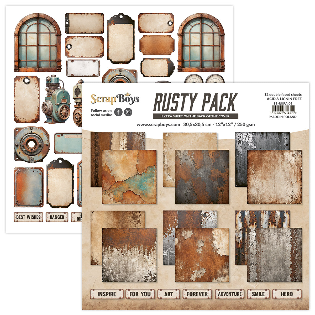 RUST-08 : Rusty 12x12 Paper Pack – Craftables