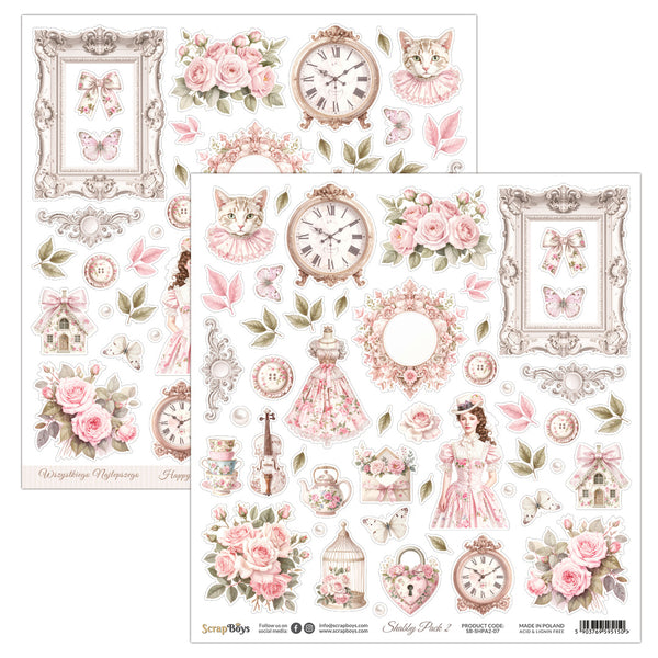SHPA2-07 : Shabby Pack #2 - 12x12 Double Sided Fussy Cut Sheet
