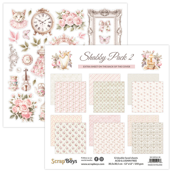 SHPA2-08 : Shabby Pack #2 - 12"x12" Paper Pack