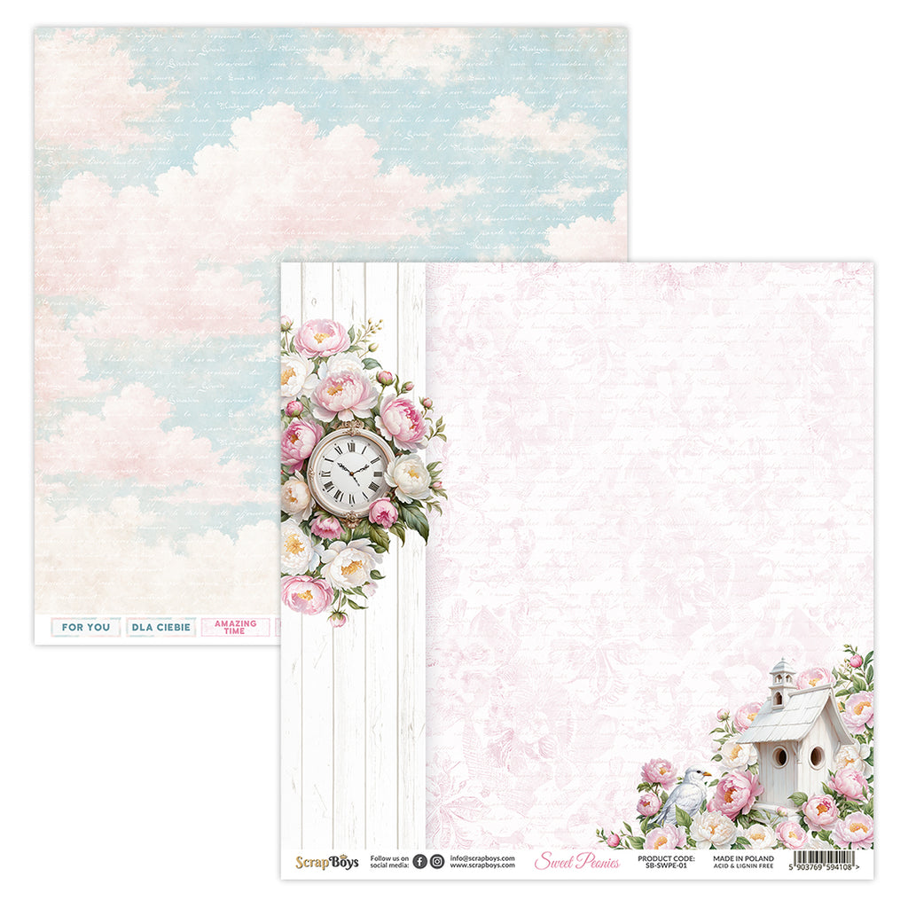 SWPE-01 : Sweet Peonies - 12x12 Double Sided Paper