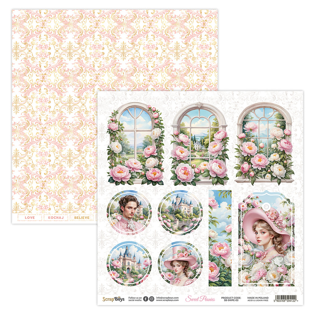 SWPE-03 : Sweet Peonies - 12x12 Double Sided Paper