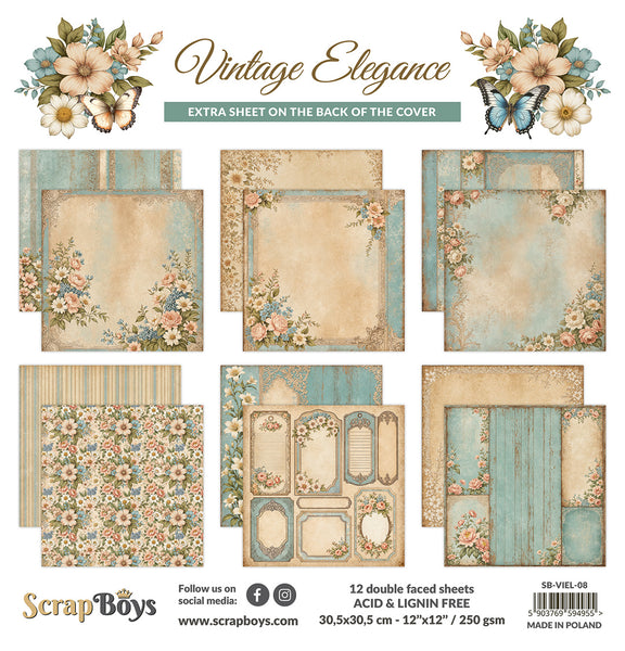 VIEL-08 : Vintage Elegance - 12"x12" Paper Pack
