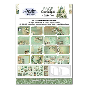 Sage Candlelight  6" x 4" Card Pack (3 Quarters)