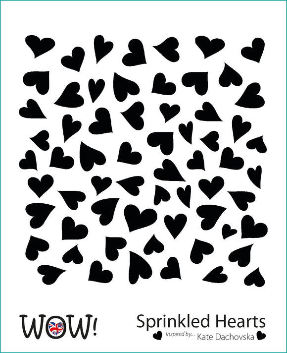 STN012 : Wow Stencil - Sprinkled Hearts (by Katerina Dachovska)