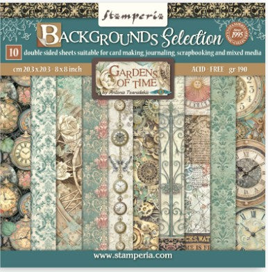8 x 8 Background Paper Pack - Gardens of Time
