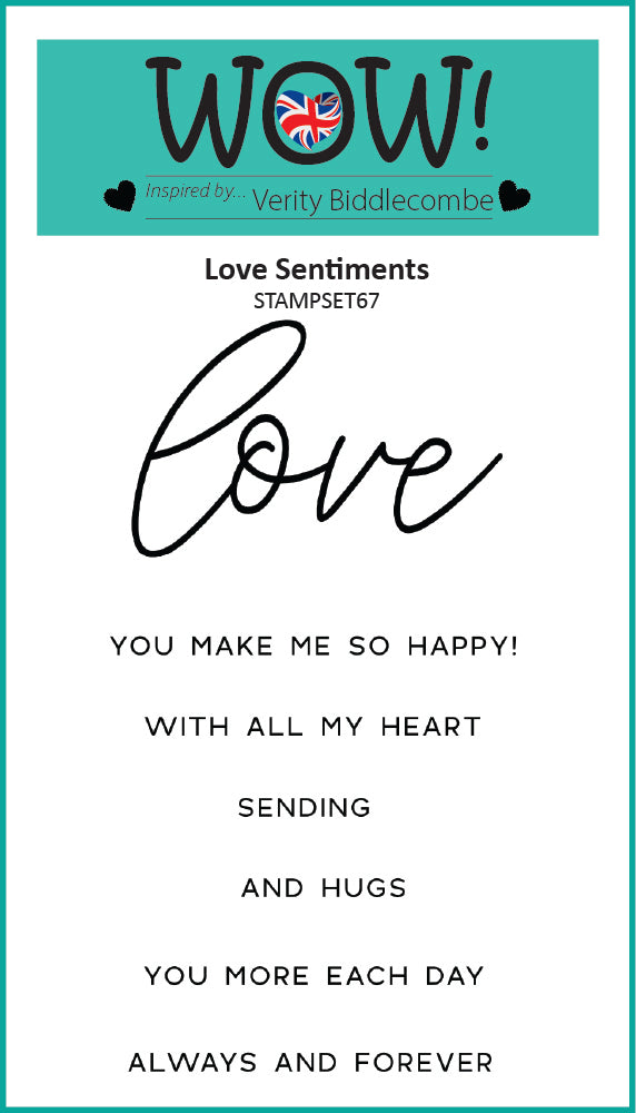 STAMPSET67 : Wow Stamp (A7) - Love Sentiments (by Verity Biddlecombe) Clear Stamps for Embossing