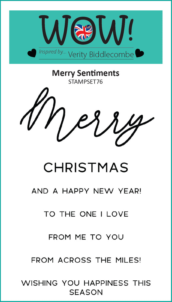 STAMPSET76 : Wow Stamp (A7) - Merry Sentiments (by Verity Biddlecombe) Clear Stamps for Embossing