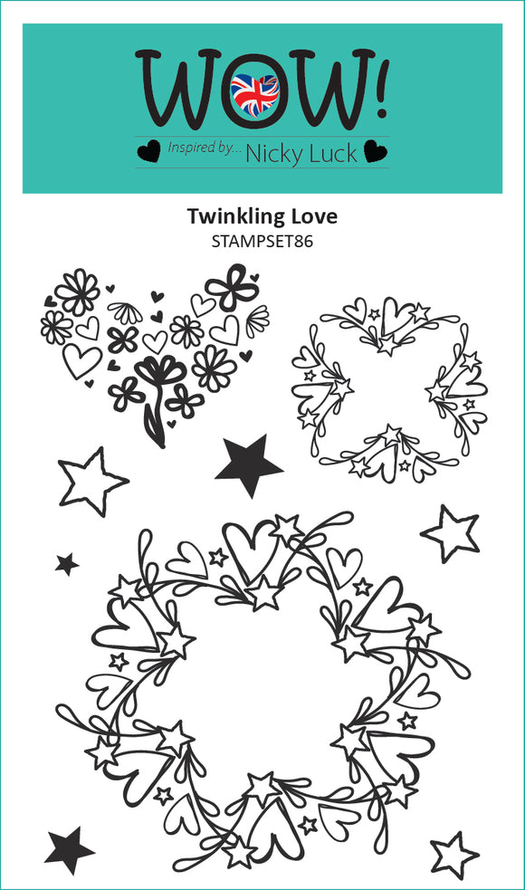 STAMPSET86 : Wow Stamp (A6) - Twinkling Love (By Nicky Luck) Clear Stamps for Embossing
