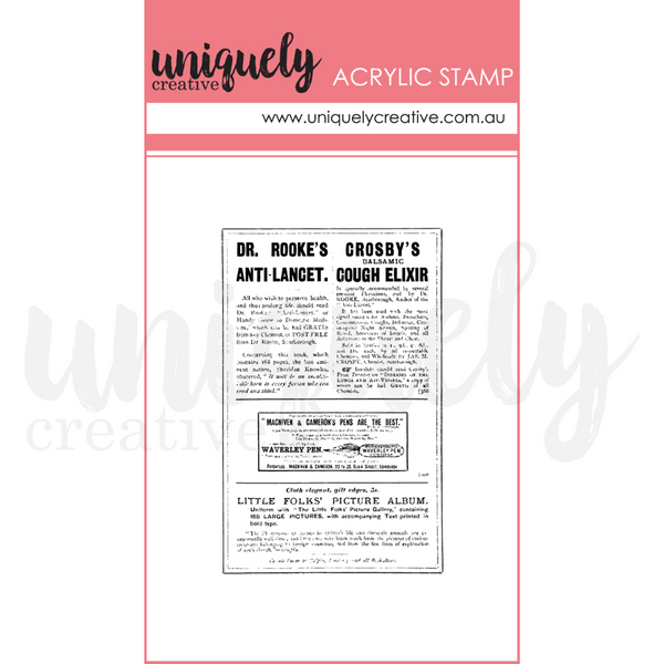 UC1913 : Vintage Newspaper Mark Making Stamp (Willow & Grace)