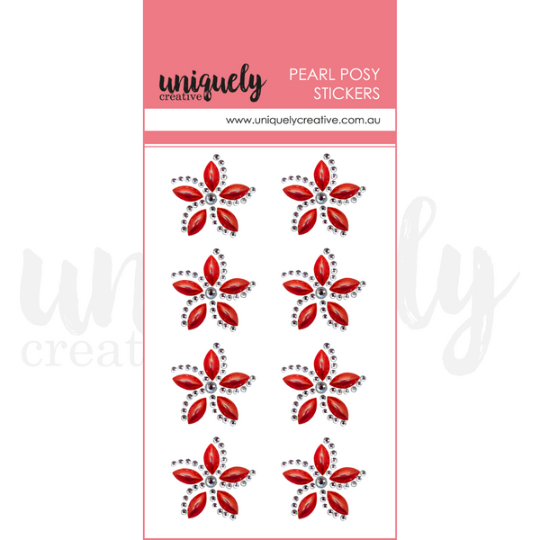 UCE2045 : Pearl Posy Stickers Christmas Red :  (Merry & Bright)