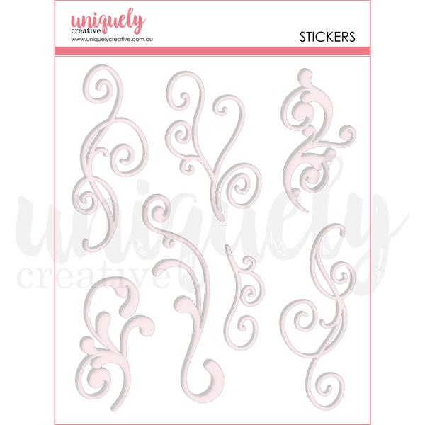 UCE2205 : White Flourish Puffy Stickers (Tea & Tranquility)
