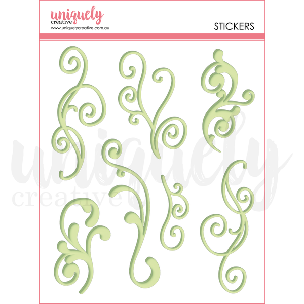 UCE2206 : Green Flourish Puffy Stickers (Tea & Tranquility)