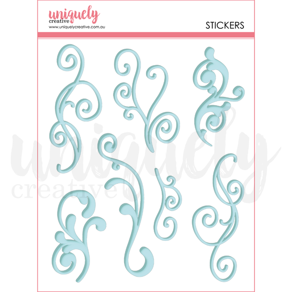 UCE2207 : Blue Flourish Puffy Stickers (Tea & Tranquility)