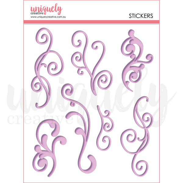 UCE2208 : Purple Flourish Puffy Stickers (Tea & Tranquility)