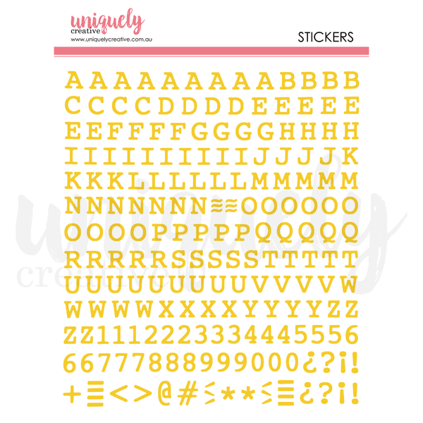 UCE2230 : Puffy Alpha Stickers Uppercase - Gold (Sweet as Honey)