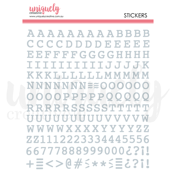 UCE2231 : Puffy Alpha Stickers Uppercase - Silver (Sweet as Honey)