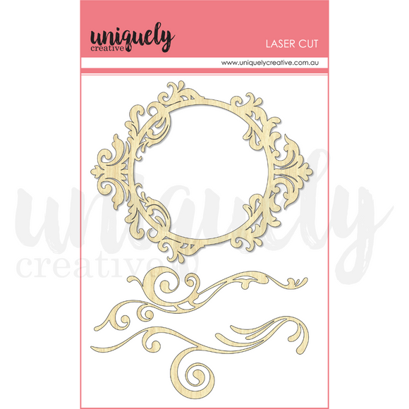 UCL1772 : Wooden Frame & Flourishes Laser Cut Stickers (Vintage Walls)