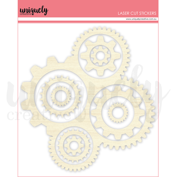 UCL1775 : Wooden Cogs Stickers (Delighted Curiosities)