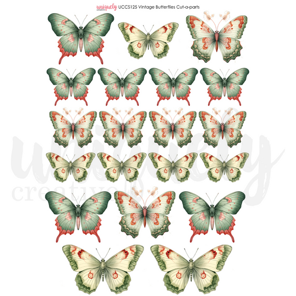 UCCS125 : Vintage Butterflies Cut-a-Part Sheet (Vintage Chronicles)