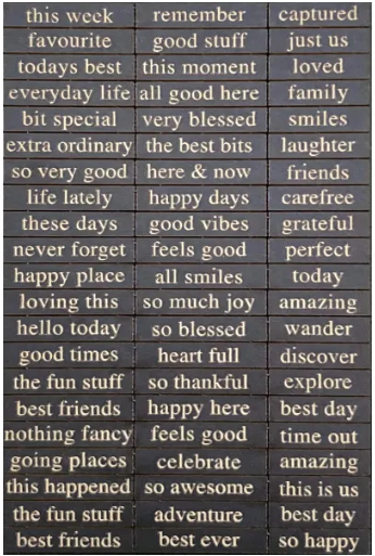 Everyday Words Denim & Lace Chipboard Phrases