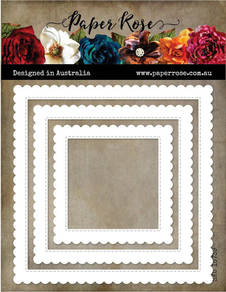 Scalloped Square Frames Set Die (Paper Rose)