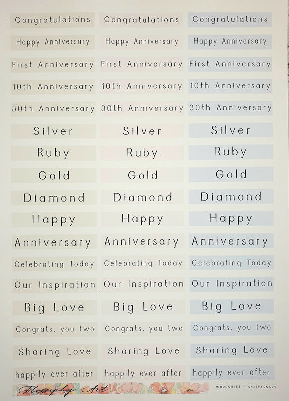 A4 Anniversary Sentiment Sheets (Flossiphy)