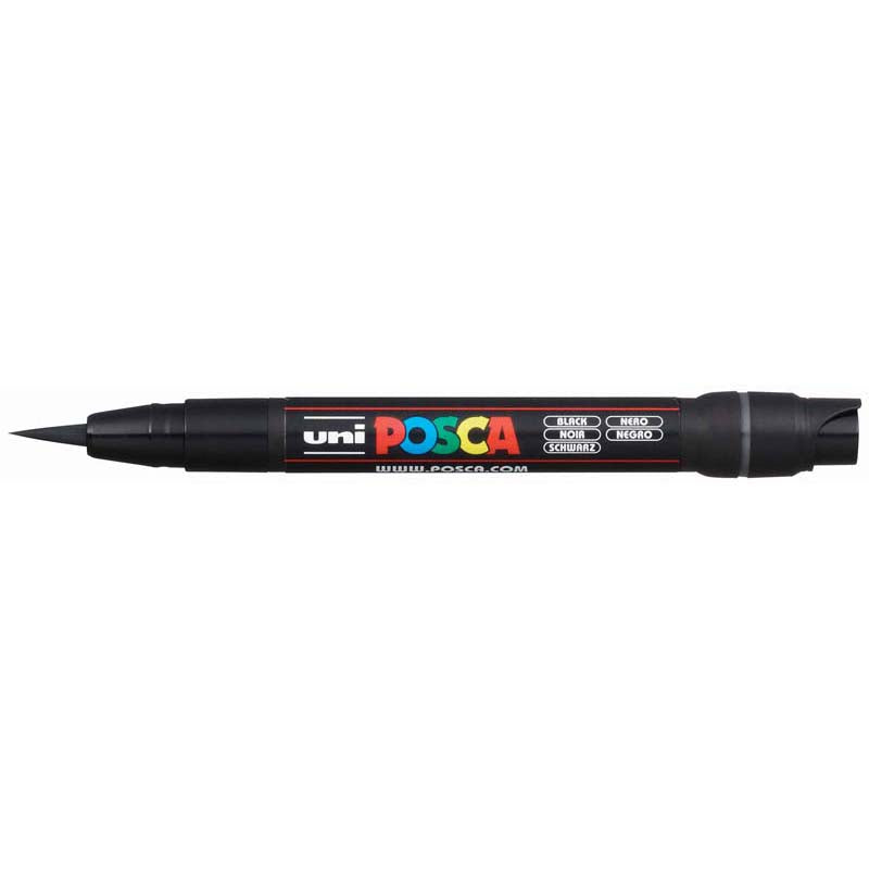 Uni Posca Marker 0.1-1mm Brush Tip Black PCF-350