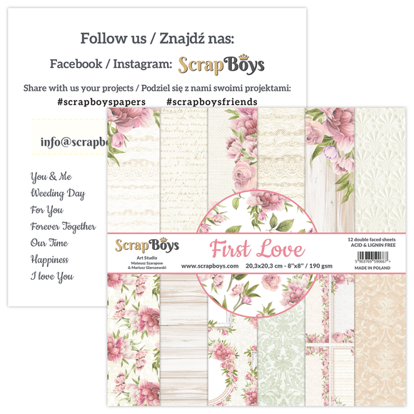 Scrapboys 8x8 Paper Pack- FILO-10 (First Love)