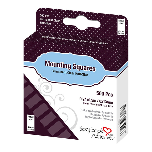 Adhesive - Mounting Squares - Clear Half Size Permanent (500pc)