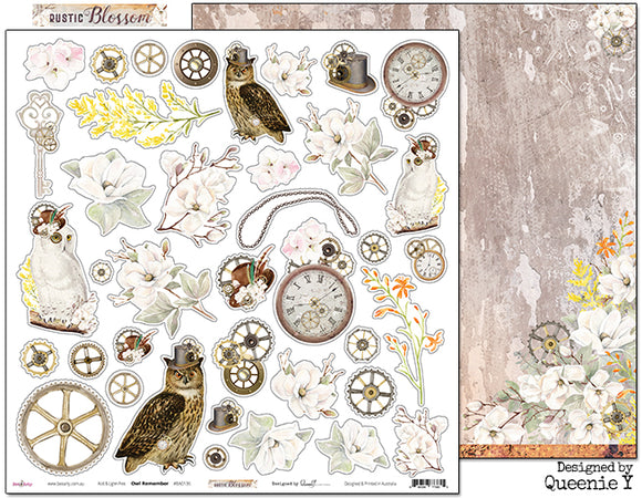 Rustic Blossom : Owl Remember 12x12 Scrapbooking Paper (Aug22)
