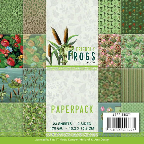 Paperpack - Amy Design - Friendly Frogs 6 x 6in - 23 2-sided patterned sheets - 16 designs