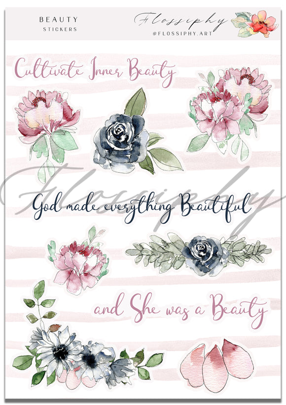 Flossiphy Sticker Sheets - Beauty Sticker Sheet