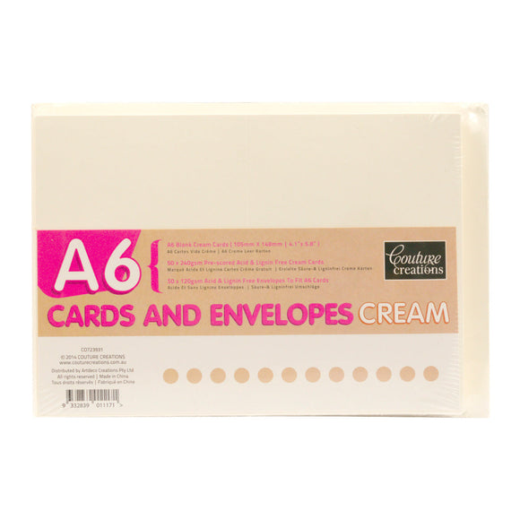 Card + envelope set - Cream - A6 (50 Sets)