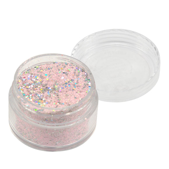 Emboss Powder - Pastels - Pastel Pink With Holographic Silver Glitters - Super Fine