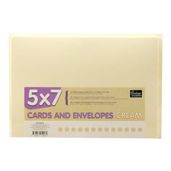 Card + Envelope Pack - Cream 5x7 (50 Sets)