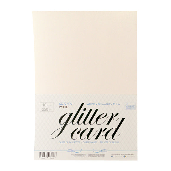 A4 Glitter Card 10 sheets per pack 250gsm - White