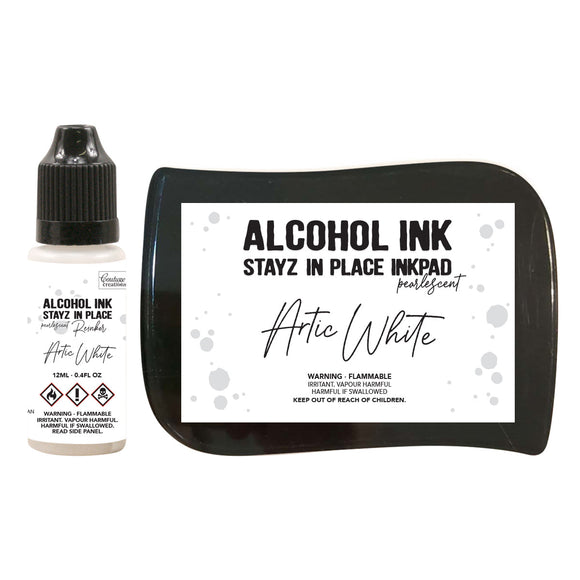 Stayz in Place Alcohol Ink Pad with 12ml reinker - Artic White Pearlescent