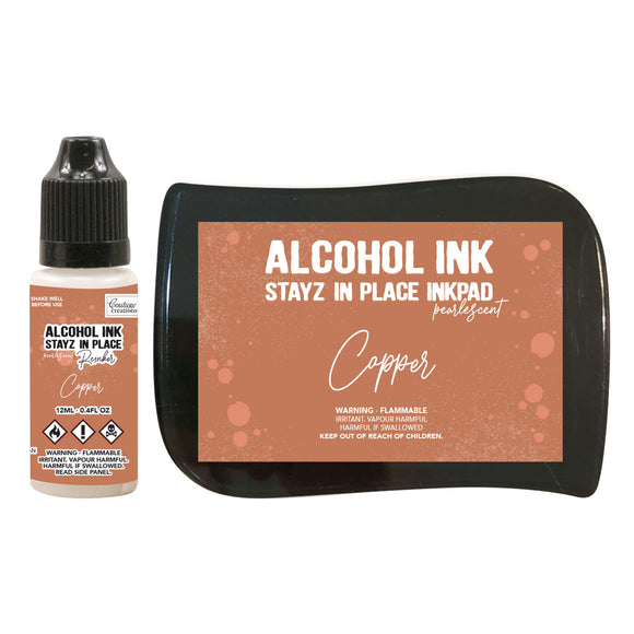 Stayz in Place Alcohol Ink Pad with 12ml reinker - Cooper Pearlescent