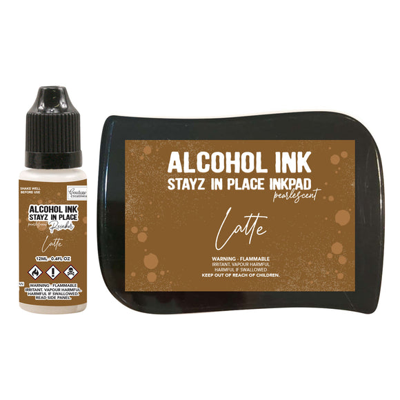 Stayz in Place Alcohol Ink Pad with 12ml reinker - Latte Pearlescent