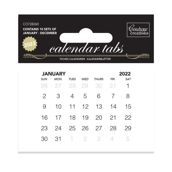 Calendar Tabs - 2022 - 10 sets of 12 months