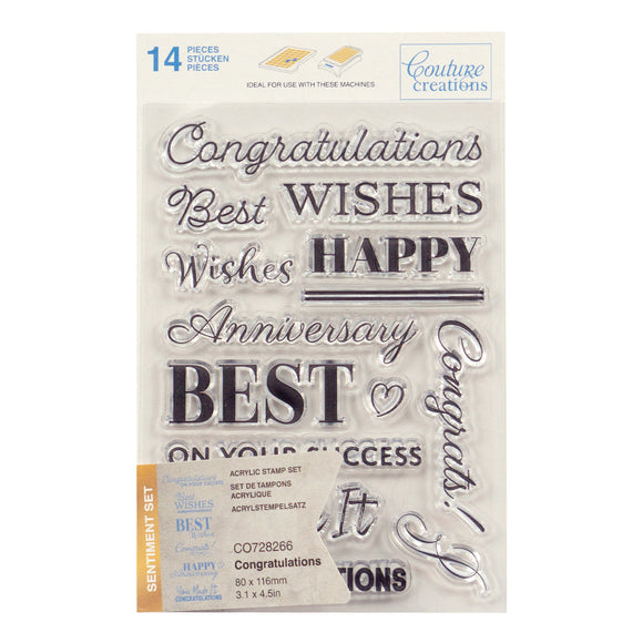 Stamp Set - Congratulations Sentiment (14pc) - 80 x 116mm | 3.1 x 4.5in