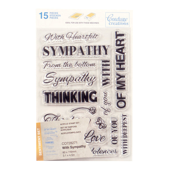 Stamp Set - With Sympathy Sentiment (15pc) - 80 x 116mm | 3.1 x 4.5in