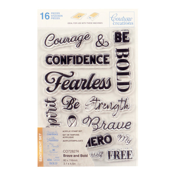 Stamp Set - Brave and Bold Sentiment (16pc) - 80 x 116mm | 3.1 x 4.5in